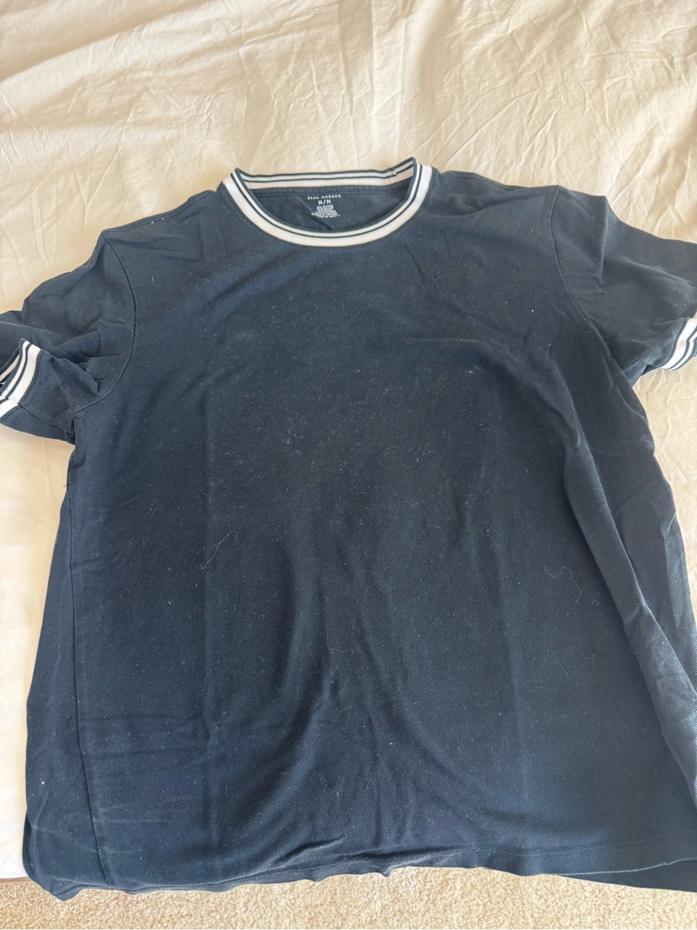 Club Monaco Navy Short-Sleeve Ringer Tee with White Trim